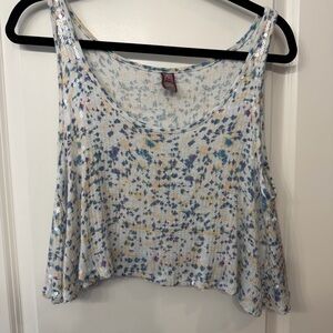Free People Multicolor Speckled Cropped Tank Top with Clear Sequins